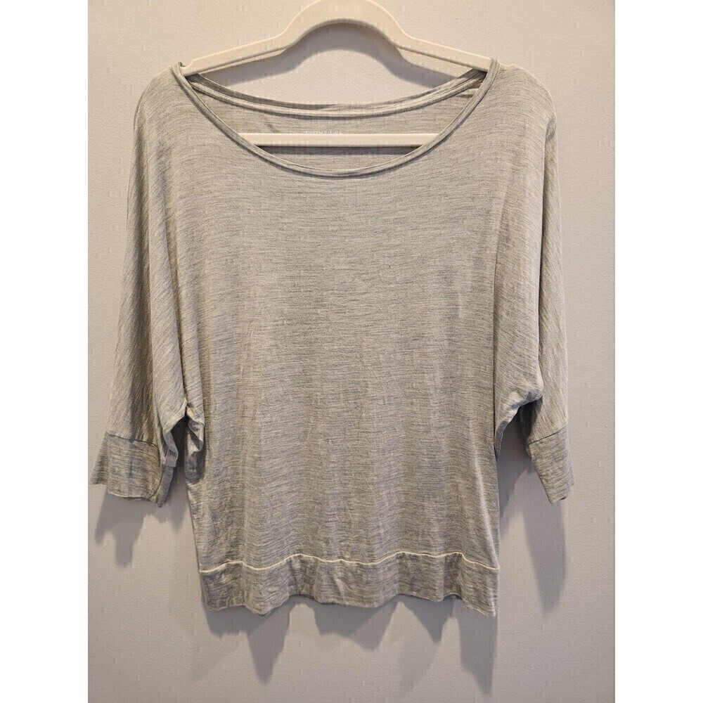Eileen Fisher Blouse Silk Blend Gray Sz S Dolman Sleeve, Cuff Wrist And Waist
